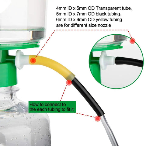 Connection of tubing sizes for Powerful Laboratory Vacuum Filtration Pump For Fast Liquid Filtration In Distillation Setups Across USA