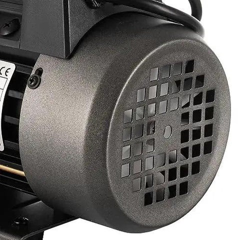 Close-up of Pro Grade 3.5 CFM Single Stage Vacuum Pump For HVAC Systems With One Quarter HP Motor, showing air vent design.
