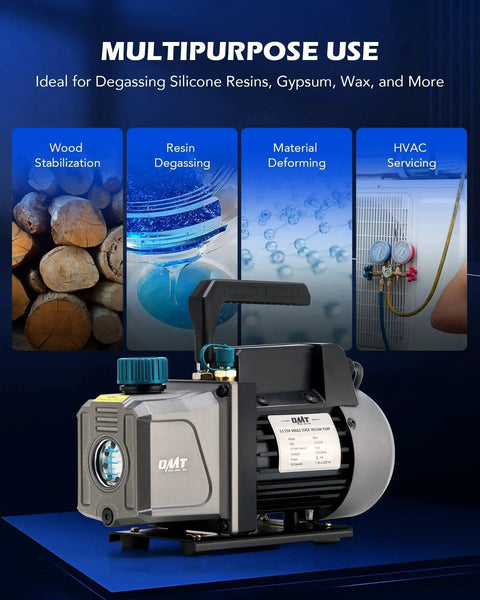 Two Gallon Vacuum Chamber Kit With 1/4 HP Vacuum Pump For Easy Wood Stabilization And Silicone Degassing Includes Tempered Glass Lid And 5 Ft Hose For Resin Casting And Molding Projects Orion Motor Tech with multipurpose use depiction.