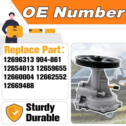 Plug And Play Vacuum Pump Replacement For 2015 2020 Cadillac Escalade and more, OE number displayed, side view of the pump
