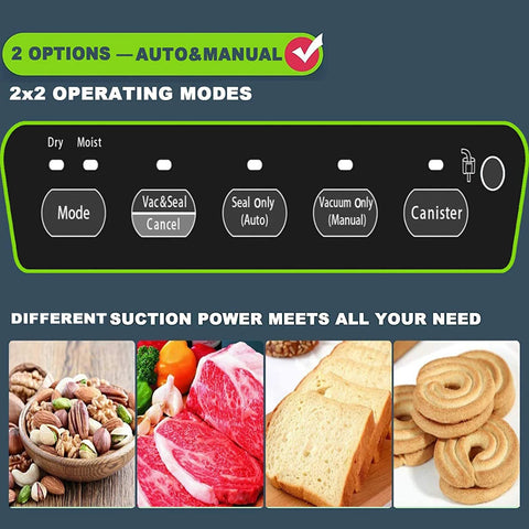 Potane Precision Vacuum Sealer by Amazon, auto & manual modes, built-in cutter, bag storage; two rolls included