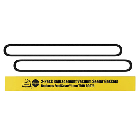 Two black foam vacuum sealer gaskets, 2-pack for FoodSaver V2200–V3200 series, by OutOfAir.