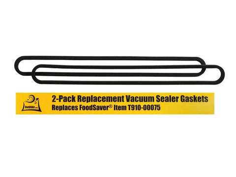 Two black foam gasket strips for FoodSaver vacuum sealer, 2-pack, OutOfAir (replaces T910-00075).