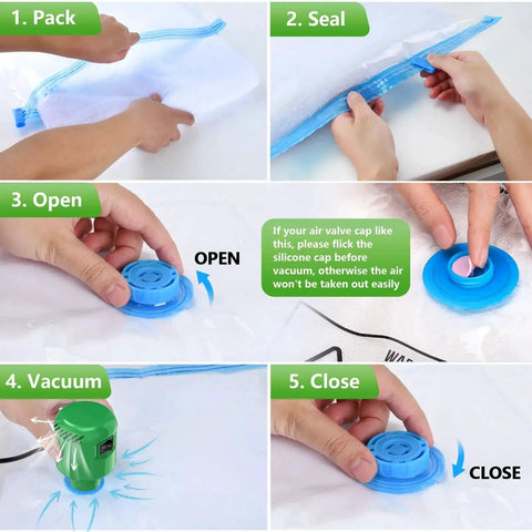 Electric Vacuum Pump For Storage Bags Portable Bag Pump 3X Faster Than Hand Pumps One Button Auto Seal used on vacuum bags