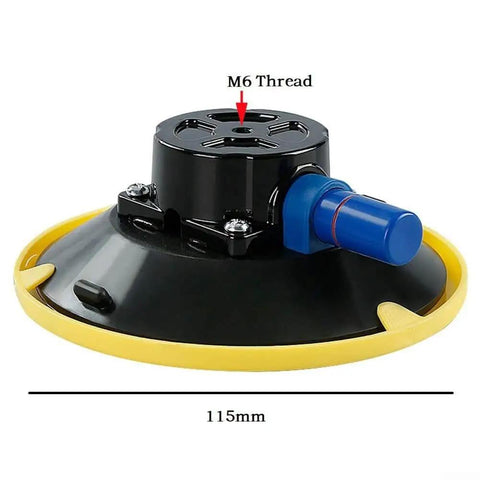 4 Inch Vacuum Suction Cup Mount Base With M6 And M8 Threaded Studs 70 lb Heavy Duty Sucker, close-up of M6 thread and vacuum seal.