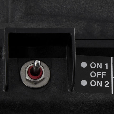 CVA-24T valve actuator, 24V AC, black housing with metal shaft and red seal; close-up view.