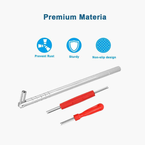 Stem Puller and Installer - 10pcs TR412, 6pcs TR413, 6pcs TR414 Short Rubber Tire Valve Stems, 4 Way and Single Head Valve Core Remover Tool