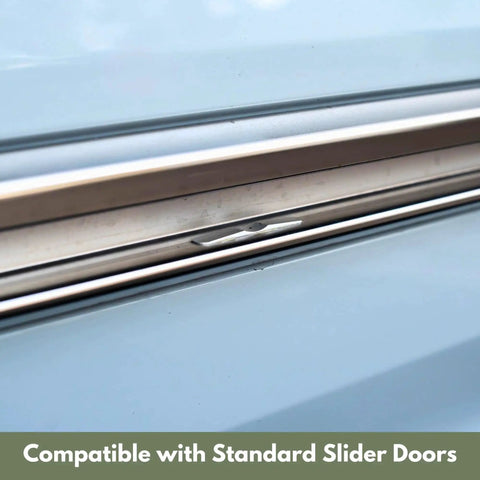 Close-up of Universal Mid Door Slider Kit for van sliding doors, showing aircraft grade aluminum track for privacy and airflow
