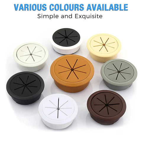 Maintain a clean, organized workspace with this 2-pack 80 mm white ABS desk grommet, featuring various colors and designs.