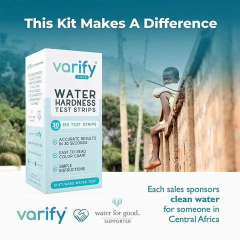 Water Hardness Test Kit packaging with African child background scene