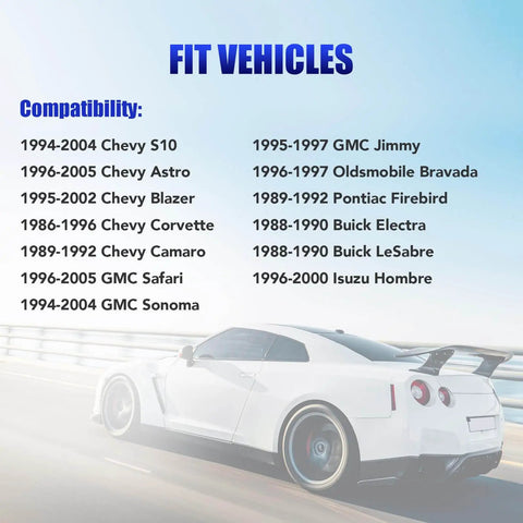 Fit vehicles list for Blower Motor With Fan Replacement For Chevy S10 Astro Blazer GMC Sonoma Safari Jimmy Isuzu Hombre Oldsmobile Bravada AC Heater Compatible Part 700092 1994-2004 with car image