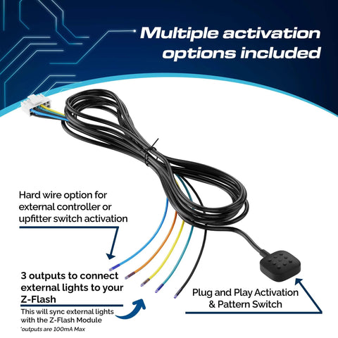 Vehicle Flasher Relay With LCM For Chevy Silverado And GMC Sierra 22-25, shown with plug and play wiring and pattern switch