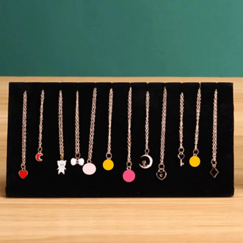Velvet Jewelry Display Stand With Soft Surface And Tilted Angle For Earrings Bracelets And Anklets Countertop Necklace Holder Organizer