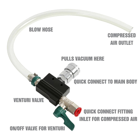 OEMTOOLS 24444 Cooling System Refiller AirEvac Kit, clear hose, black manifold, green valve handle