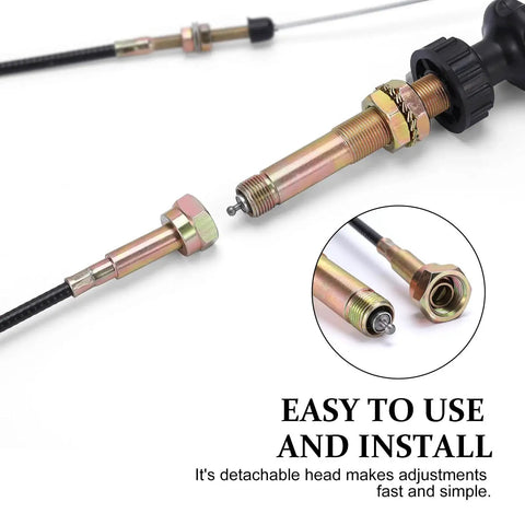 Heavy Duty Vernier Lock Cable with Red Knob delivers precise throttle control, detachable head shown, 10 ft, stainless steel core, dual ball lock
