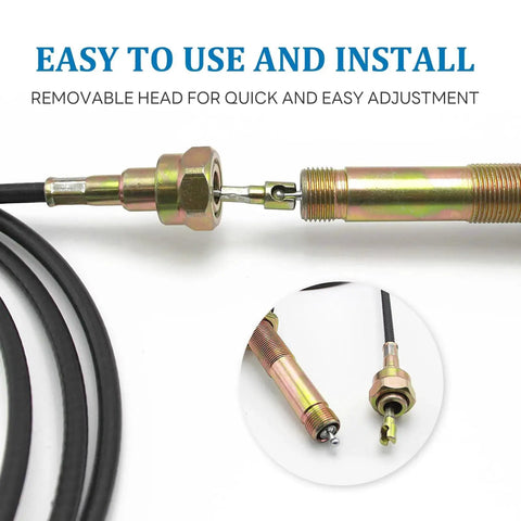 Close-up of 6 ft Vernier Adjustable Lock Cable for precise throttle control with removable head for VCGTX06 in equipment