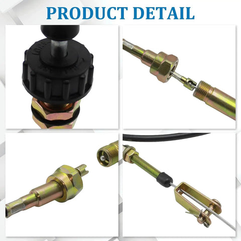 Precision 6 ft vernier adjustable throttle cable detail showing dual ball lock, red knob, and stainless steel components