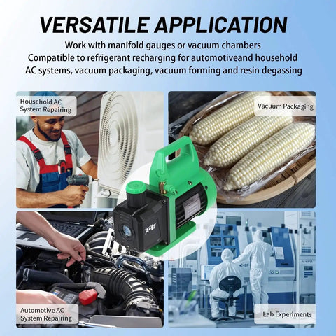 Powerful 110V One Third HP Vacuum Pump With 4.5 CFM Flow for HVAC Service, Refrigerant Recharging, Resin Degassing, Vacuum Testing