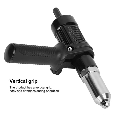 Rivet Gun Adapter For Electric Drill With Vertical Grip, High Hardness Alloy Steel Forged Head, Riveting Tool Kit With Wrench For Pull Rivets.