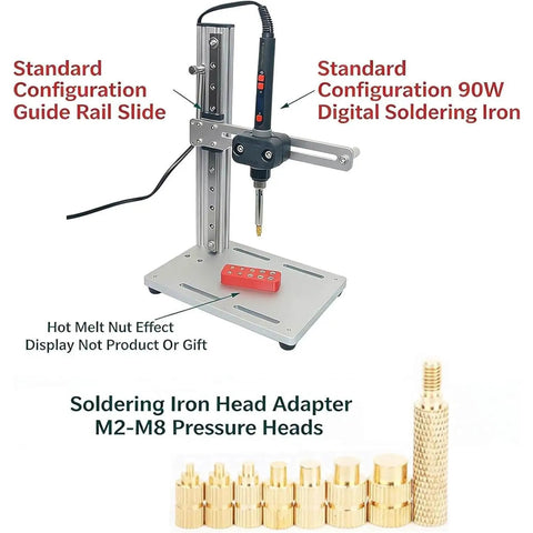 Vertical Heat Pressing Station With 90W Digital Display Soldering Iron For Plastic And 3D Printing Components Multi Directional Adjustment