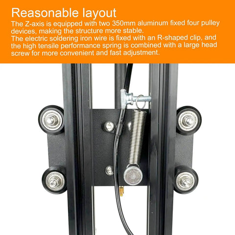 Vertical Heat Press Insert Tool With 210mm Insertion Height, showing aluminum build and pulley design for stability