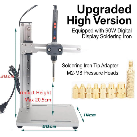 Vertical Heat Set Insert Press For 3D Printing With Digital Temperature Control And Multi Directional Positioning 90W Heating M2 To M8