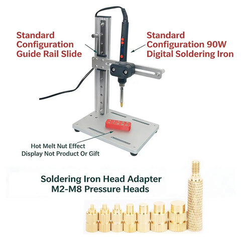 Vertical Heat Set Insert Press For 3D Printing With Digital Temperature Control And Multi Directional Positioning 90W Heating M2 To M8