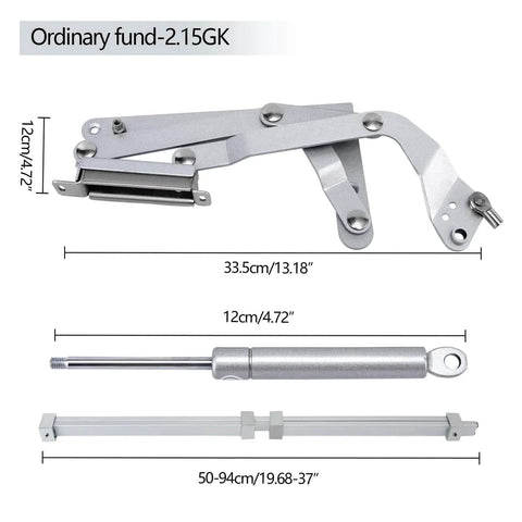 Cabinet Door Hinge, Folding Lifting top Table Vertical Swing Lifting Pillar Pneumatic arm Kitchen Mechanism, dimensions shown