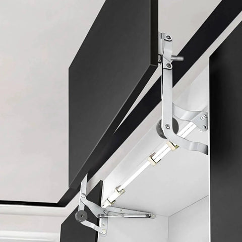 Door Hinges Set,Vertical Swing Lift Up Stay Pneumatic Arm Kitchen Mechanism Hinges with Slow Closing installed in cabinet