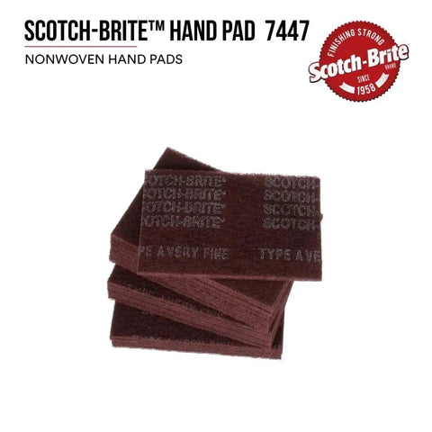 Stack of General Purpose Very Fine Grade Hand Pad 6 by 9 Aluminum Oxide Pack of 20 Maroon, showing texture and color