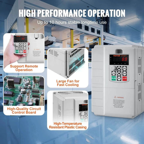10HP, 7.5KW, 34A, 1 Phase 220V-240V Input to 3 Phase 220V-240V Output Variable Frequency Drive, 0-400Hz VFD for AC Motor Speed Control
