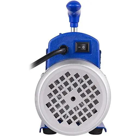 Rear view of 3CFM 1/4HP Single Stage Air Vacuum Pump Kit for HVAC and Refrigeration with power switch and handle