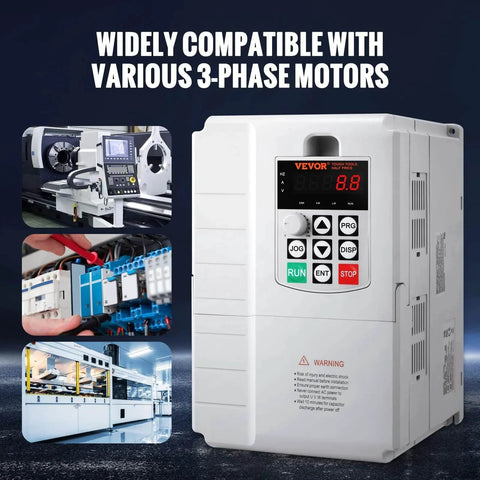 10HP, 7.5KW, 34A, 1 Phase 220V-240V Input to 3 Phase 220V-240V Output Variable Frequency Drive, 0-400Hz VFD for AC Motor Speed Control.