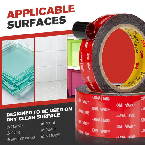 Heavy Duty Double Sided Mounting Tape 0.39 Inch VHB 5925 Waterproof Adhesive for Automotive LED Strips Home Decor and DIY Projects