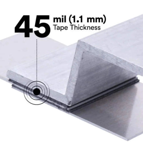 Close-up of VHB Very High Bond Double Sided Acrylic Foam Tape 45 Mil 0.5 Inch By 5 Yards installed on metal, showing thickness