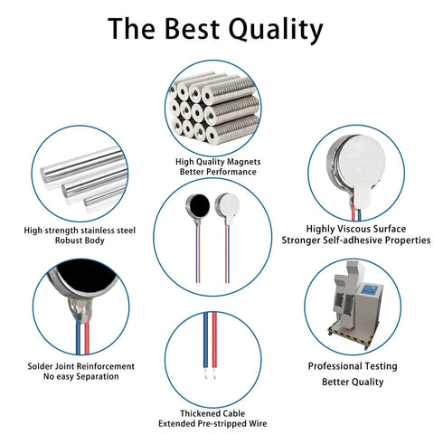 Image showing various features of 20PCS Vibration Motor DC3V 12000rpm Mini Vibration Motor Vibrating Motors for Projects Electronic Device Repair Single Board Computers Project Classroom Project Bristle Bots Cable 2in, including robust body and professional testing.