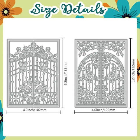 Openable Gates Cutting Dies for Card Making and Scrapbooking Victorian Style Doorframe Embossing Die Set size details