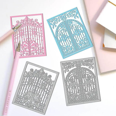 Openable Gates Cutting Dies for Card Making and Scrapbooking Victorian Style Doorframe Embossing Die Set in carbon steel