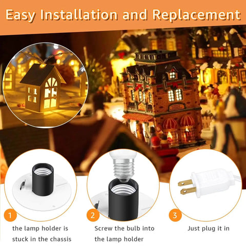 Blow Mold Light Kit Replacement Cord For Halloween And Christmas Blow Mold Village Decorations installation steps illustration