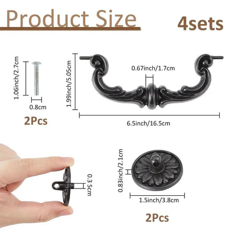 Dimensions of 4 Sets Vintage Bail Pull Handles Six And A Half Inch Center To Center Antique Drawer Handles Alloy Black Drop Pulls