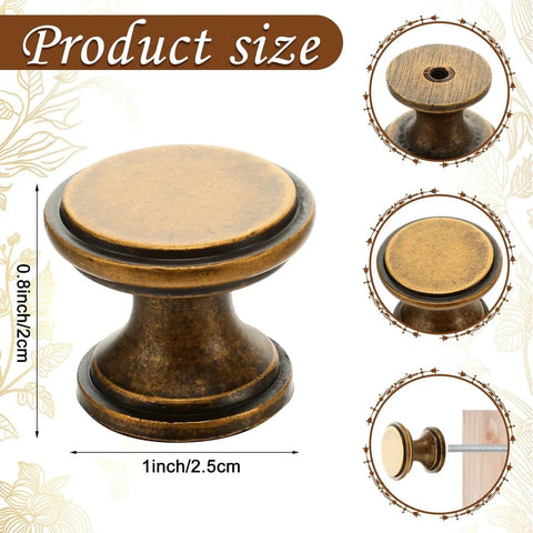 10 Pack Vintage Antique Brass Cabinet Knobs 1 Inch Round Dresser Knobs For Kitchen Cabinets Drawers And Furniture Brushed Brass Finish