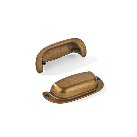 10 Pack 3 Inch Hole Center Vintage Drawer Pulls Antique Brass Cabinet Handles Cup Pulls for Kitchen and Bath Cabinets