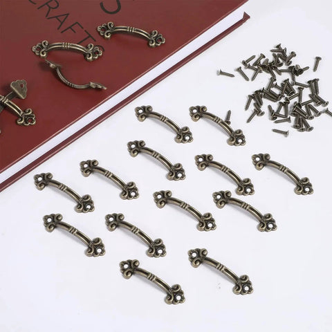 Vintage Mini Drawer Pulls 20 Pack Bronze Knobs Hardware For Jewelry Boxes Cabinets Dressers Chests 1.8 Inch Zinc Alloy