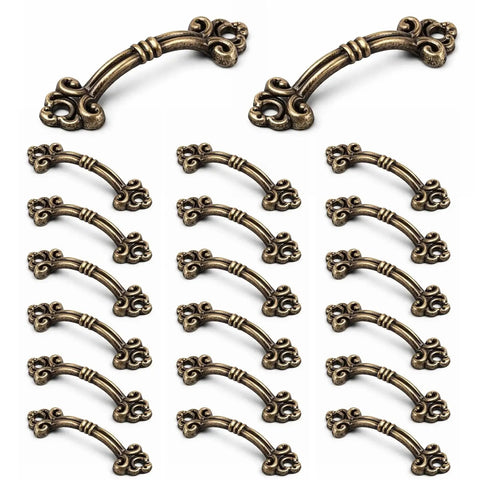 Vintage Mini Drawer Pulls 20 Pack Bronze Knobs Hardware For Jewelry Boxes Cabinets Dressers Chests 1.8 Inch Zinc Alloy