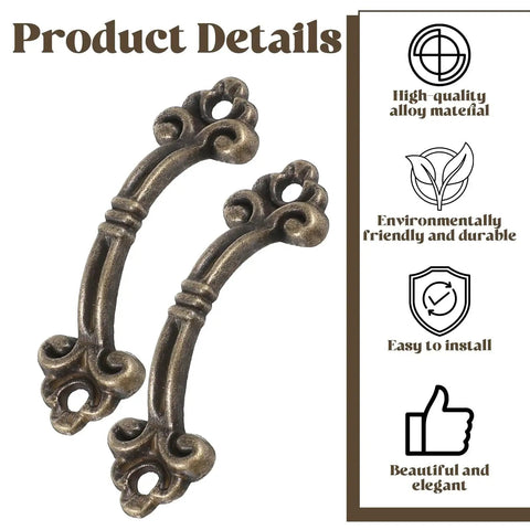 Two vintage mini drawer pulls in antique bronze finish from 20 Pack Vintage Mini Drawer Pulls In Antique Bronze Finish For Jewelry Boxes And Small Cabinets With Mounting Screws 3.9 X 1.4 Cm Each Durable Zinc Alloy Handles Ideal For DIY Furniture Projects