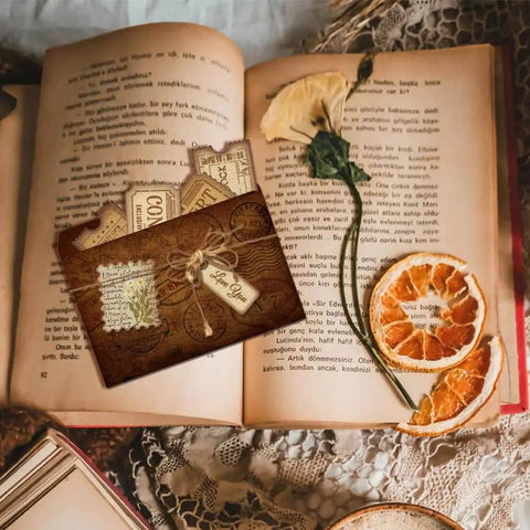 Scrapbook layout with dried flowers, orange slices, and Awesome Versatile Die Cut Set For Card Making And Scrapbooking By Globleland