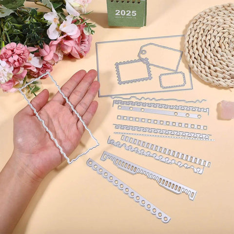 Vintage Torn Edge Label Cutting Dies Set For Scrapbooking And Card Making, 3 Piece Postage Stamp Die Cuts by GLOBLELAND.