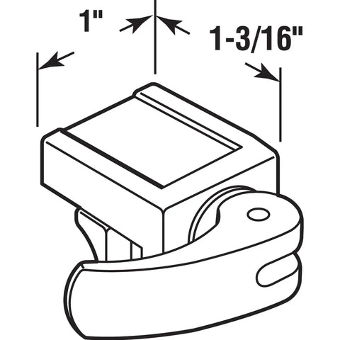 Diagram of Secure Vinyl Windows Quickly, With This Easy Install Sliding Window Lock, Adjustable Jaw, dimensions labeled