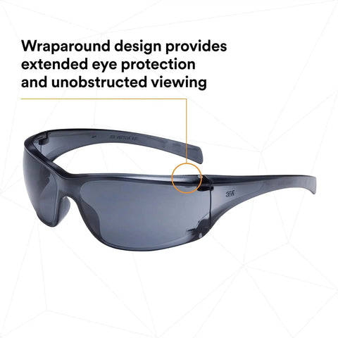 Virtua AP Safety Glasses ANSI Z87 Anti Fog Anti Scratch Gray Lens Side Shields with wraparound frame