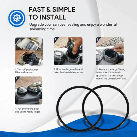 Instructional guide for installing 2 Pack Large Viton Collar O Rings Replacement For Nature2 Fusion Soft Inground Vision Above Ground systems.